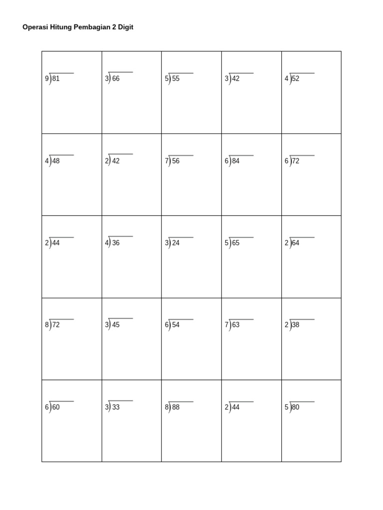 Operasi Hitung Bagi 2 Digit | PDF
