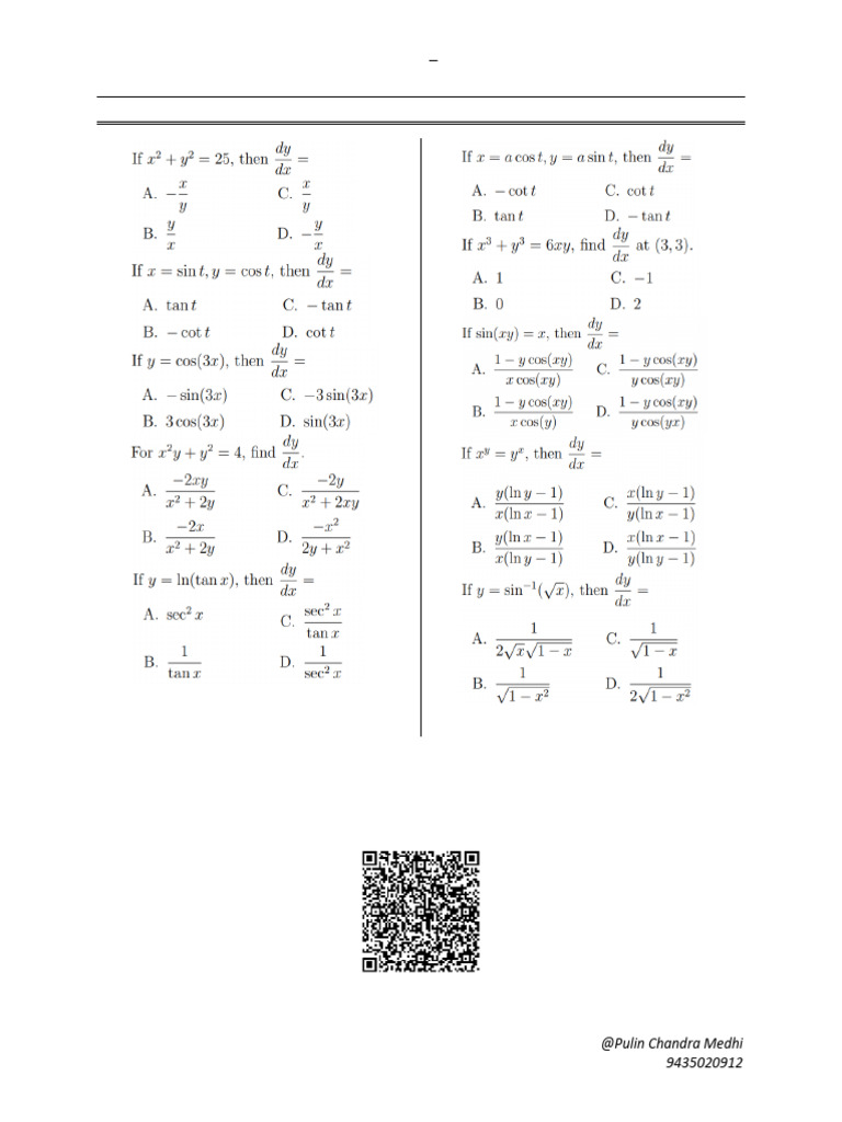 Self-Assessment: Differentiation Methods | PDF