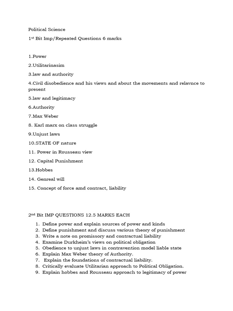 Key Concepts in Political Science Exam Prep | PDF