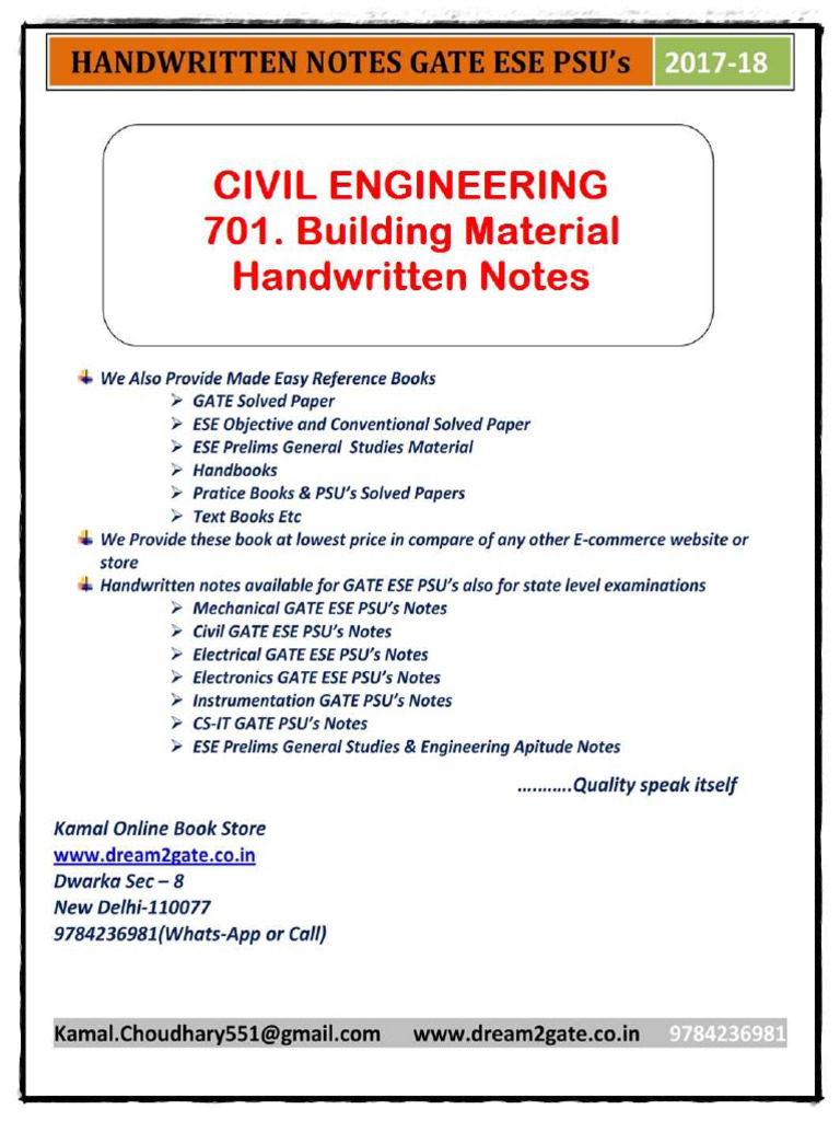 GATE Civil Engineering Study Notes | PDF | Mechanical Engineering ...