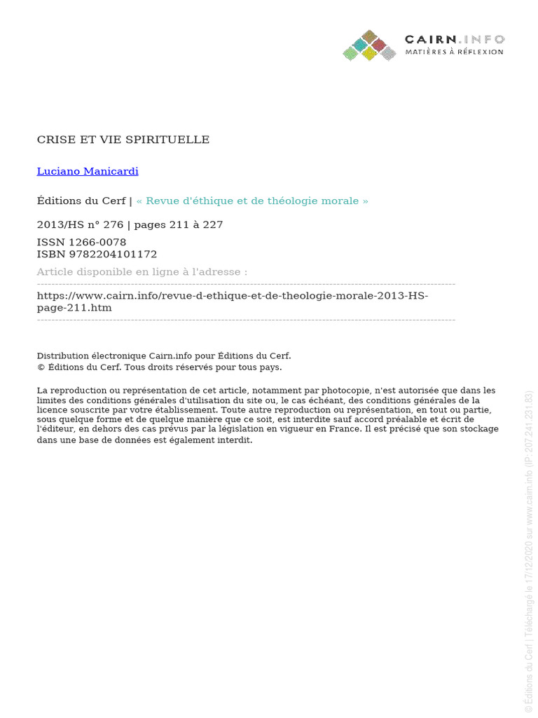 Crise et dimension spirituelle de la foi | PDF | Dieu | Spiritualité