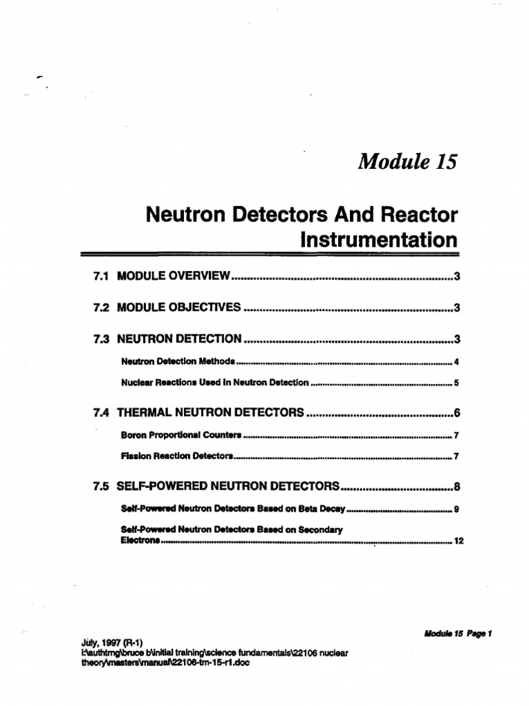Neutron Detectors in Reactor Control | PDF | Neutron | Nuclear Reaction