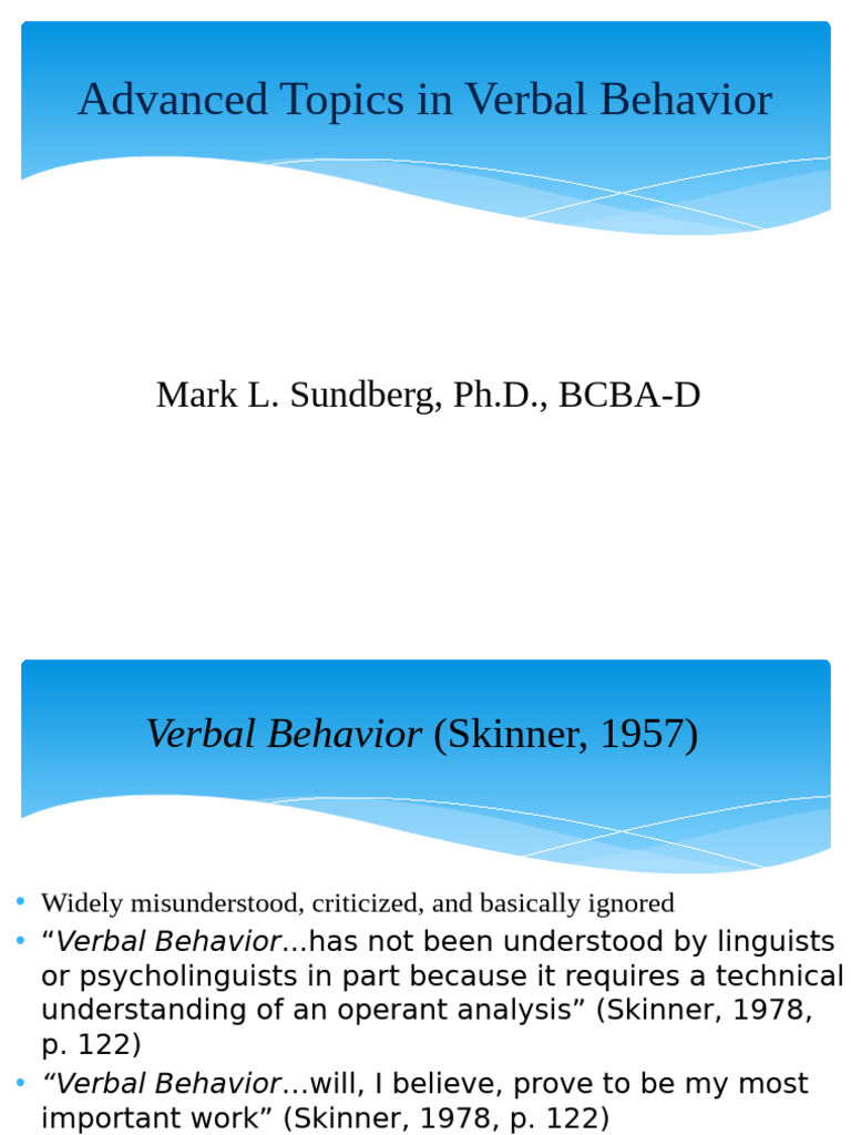 Verbal Behavior: Control and Analysis | PDF | Reinforcement | Cognitive ...