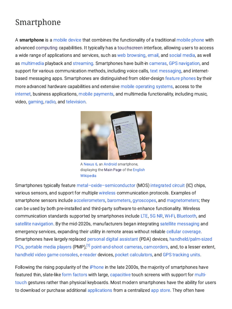 Overview of Smartphone Evolution | PDF | Smartphone | Personal Digital ...