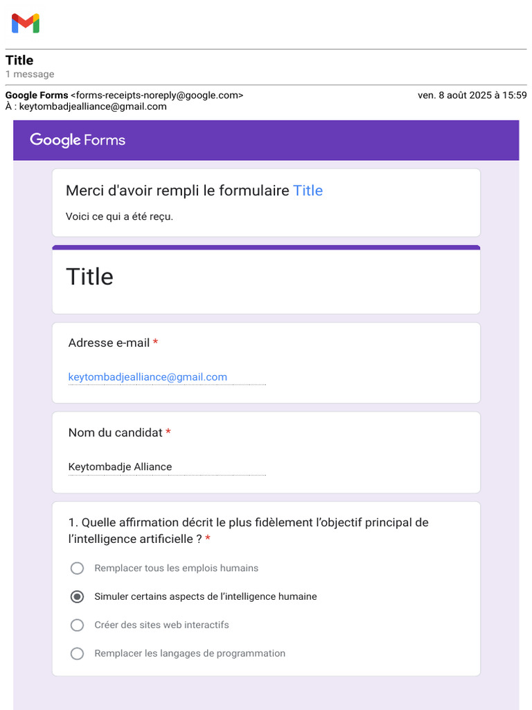 Questionnaire sur l'intelligence artificielle | PDF | Intelligence ...