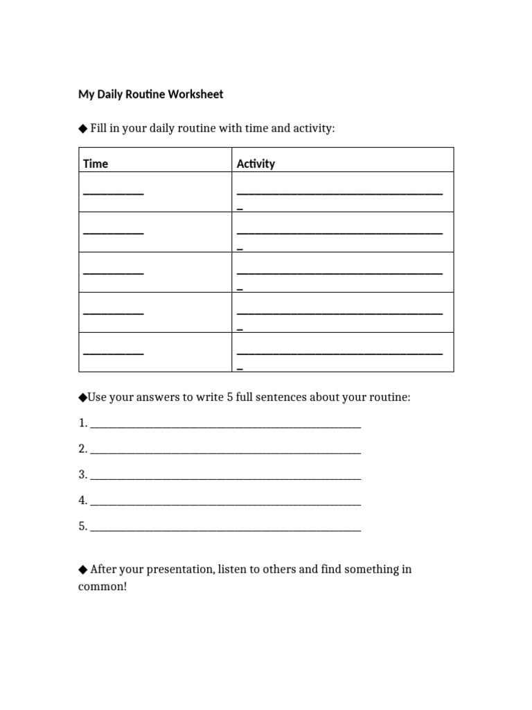 (5-7) My Daily Routine - WS | PDF