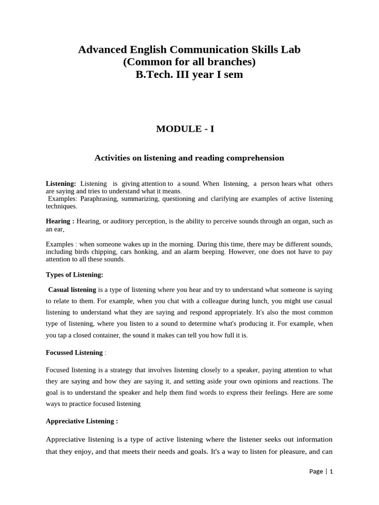 Advanced English Communication Skills Lab Updated | PDF | Résumé ...