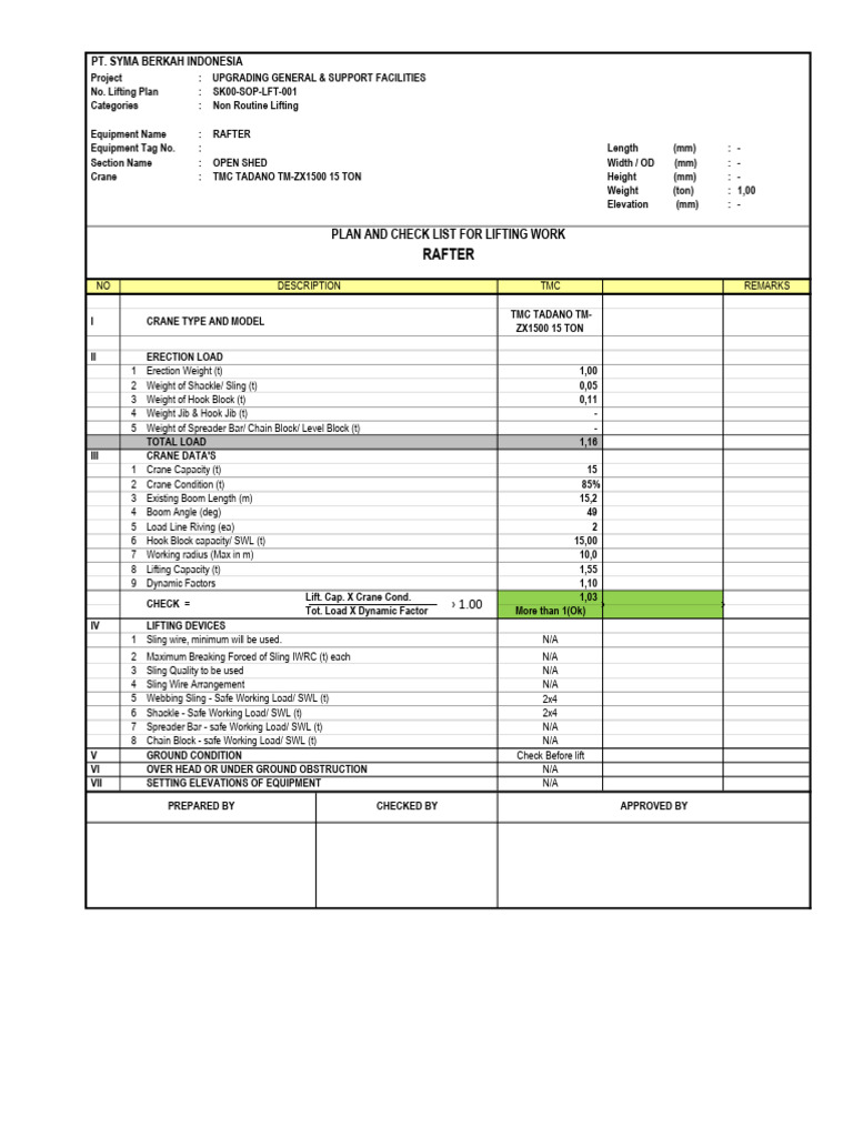 Lifting Plan for TMC TADANO Crane | PDF | Crane (Machine ...
