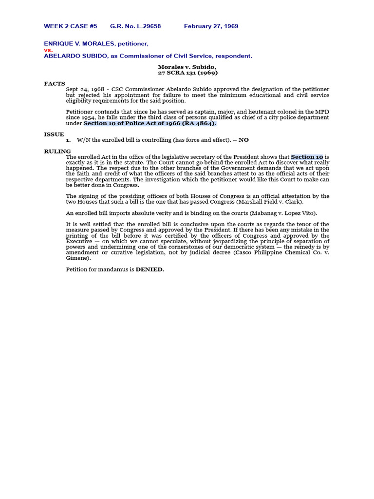 Morales v. Subido Case Summary | PDF
