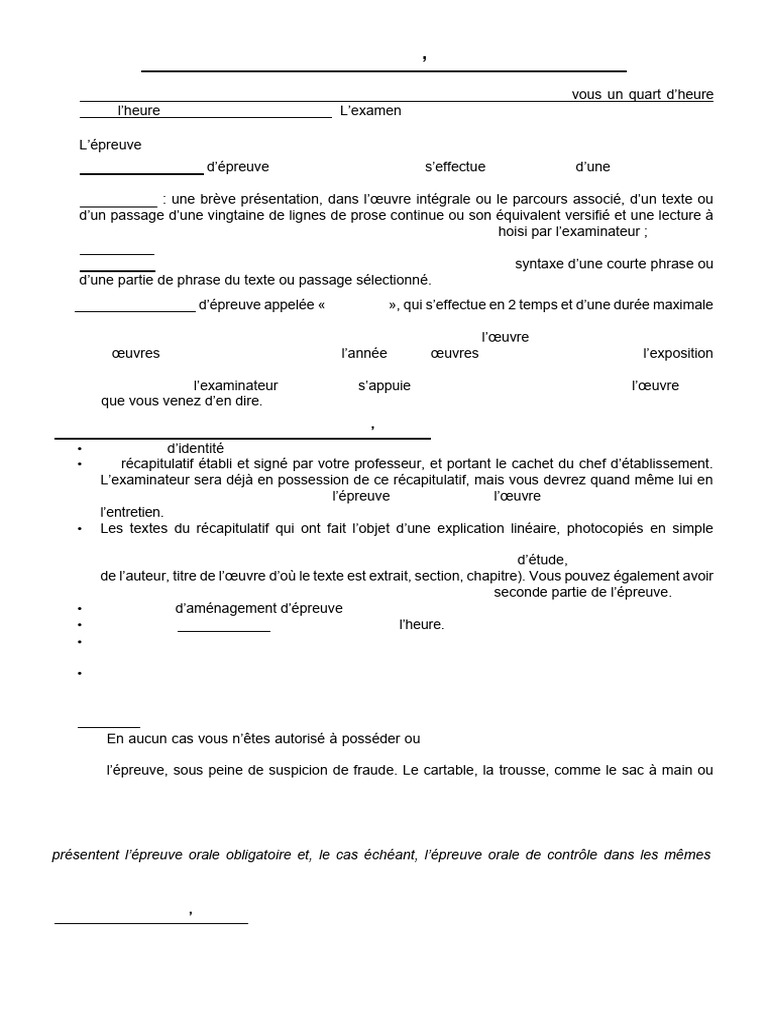 Guide des Oraux EAF pour Candidats | PDF