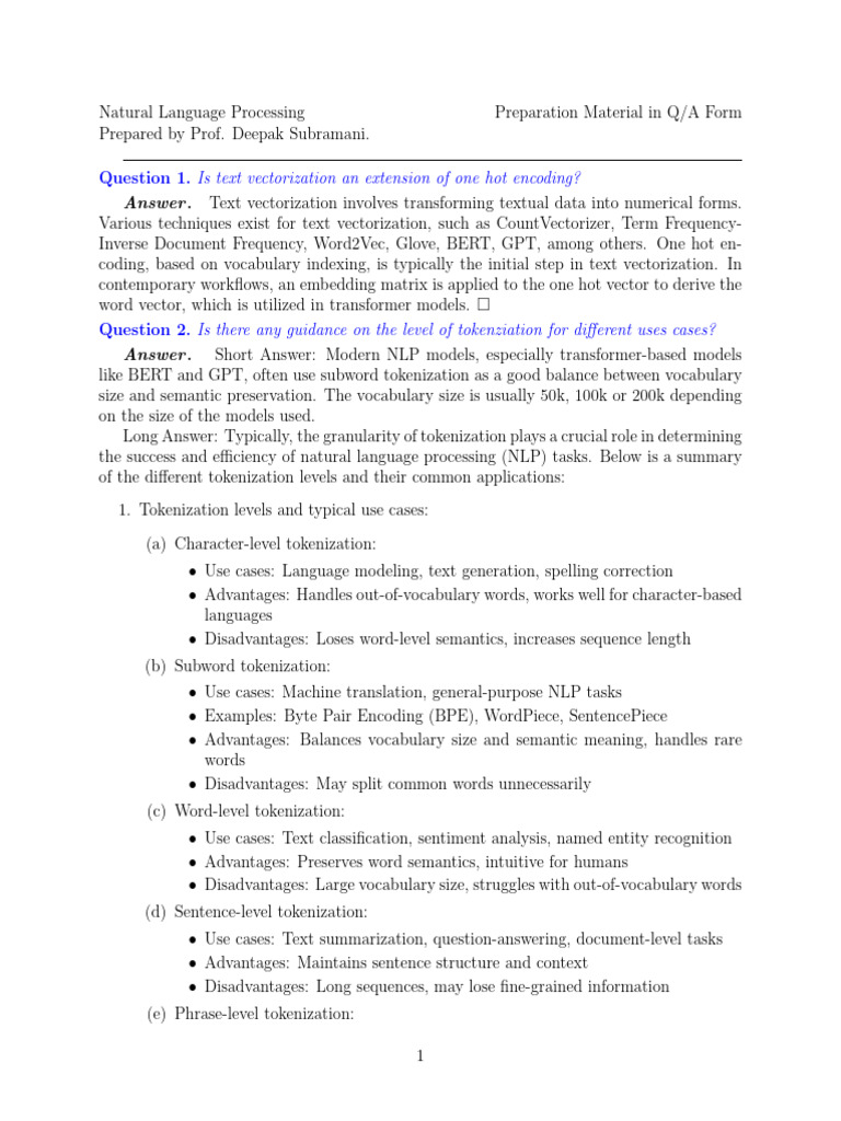 NLP Prep Material | PDF | Database Index | Euclidean Vector