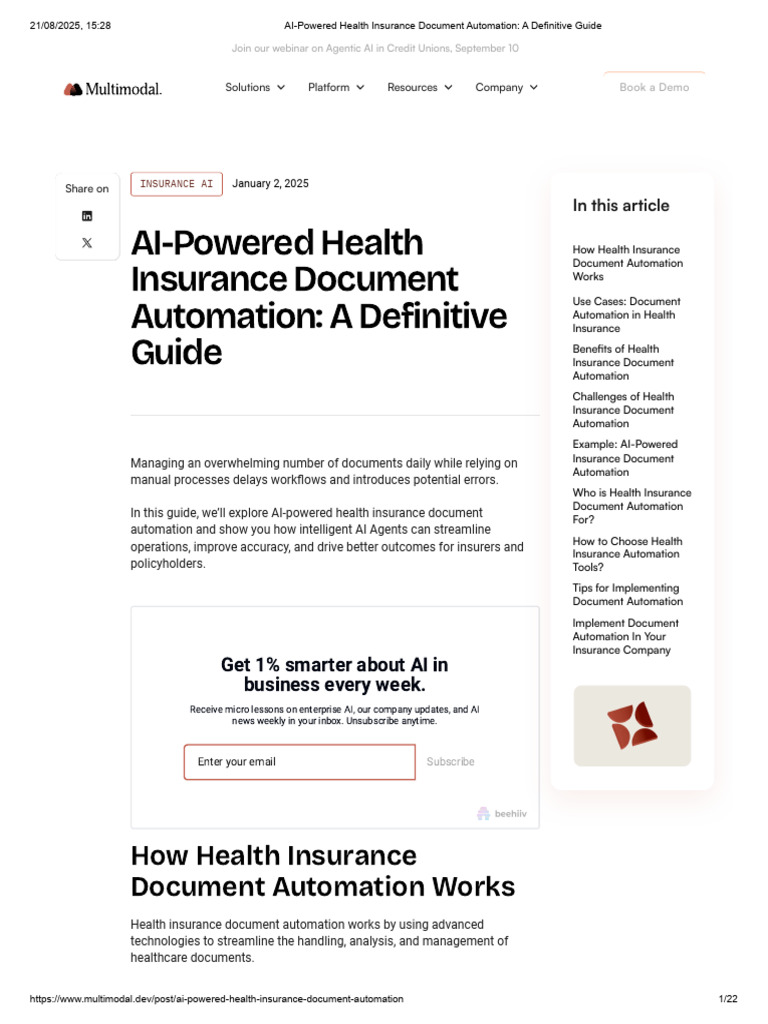 AI Health Insurance Document Automation Guide | PDF | Medical Record ...
