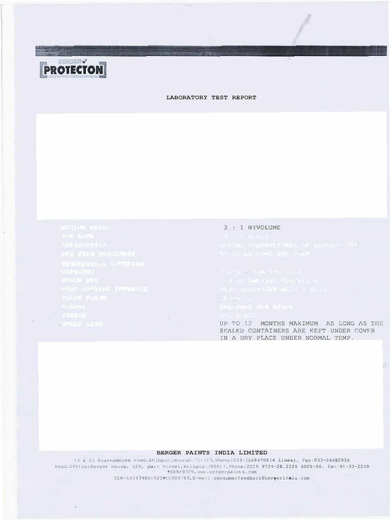 Laboratory Test Report for Paints | PDF