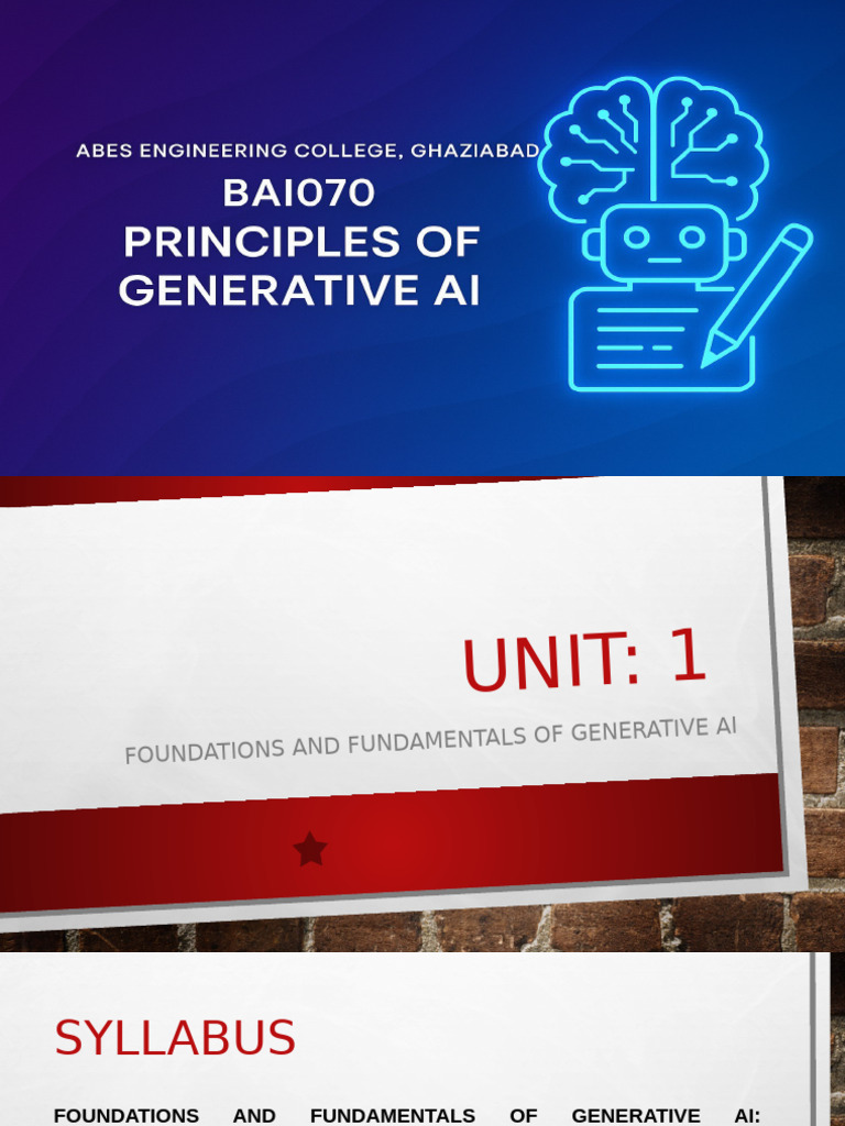 Foundations of Generative AI Syllabus | PDF | Artificial Intelligence ...