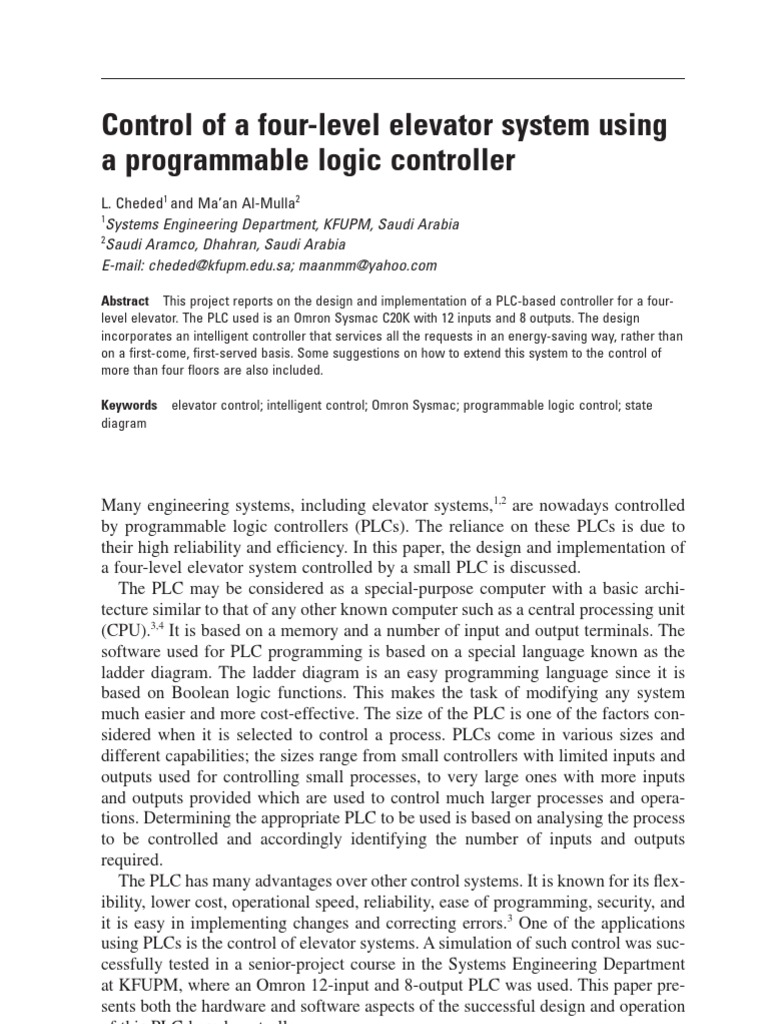 PLC Control for Four-Level Elevator | PDF | Programmable Logic ...