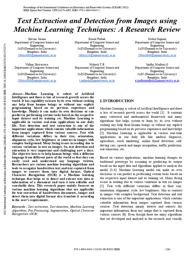 Machine Learning for Text Extraction | PDF | Optical Character ...