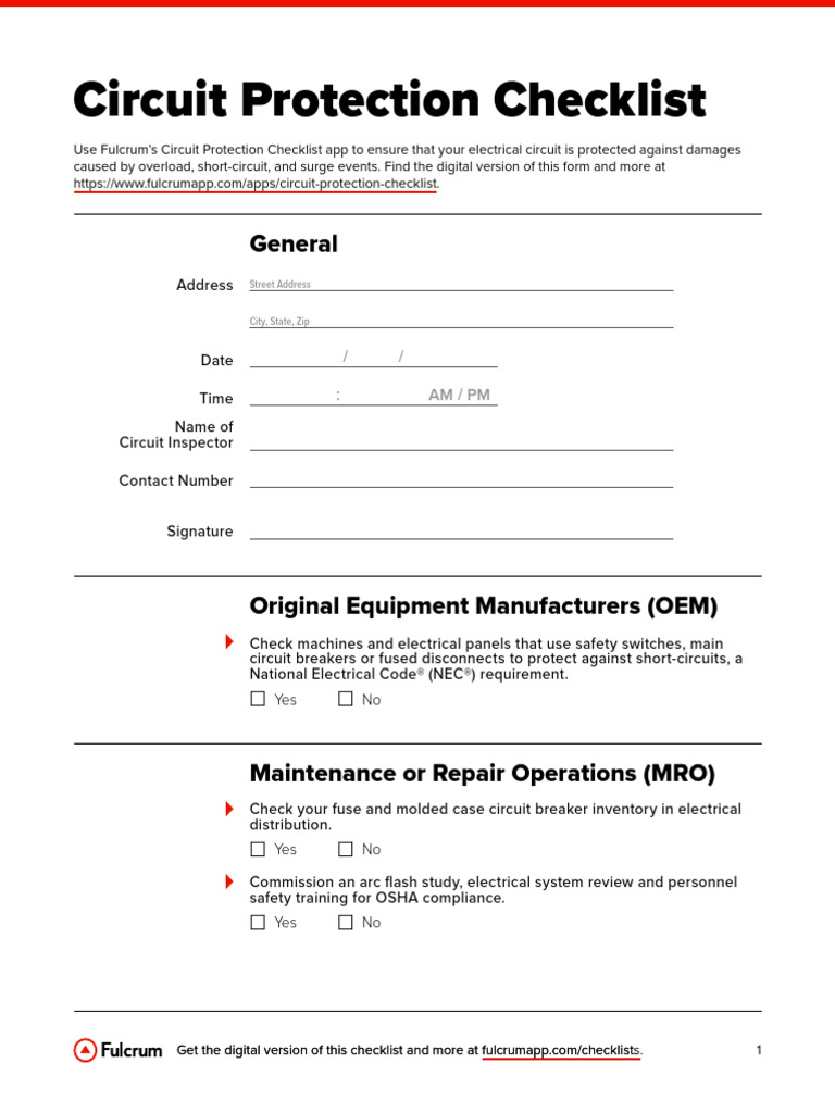 Circuit Protection Checklist Guide | PDF | Fuse (Electrical ...