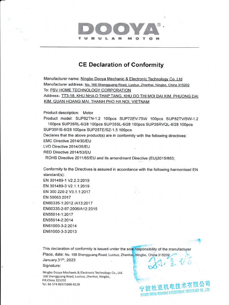CE Declaration for Remote Controls | PDF