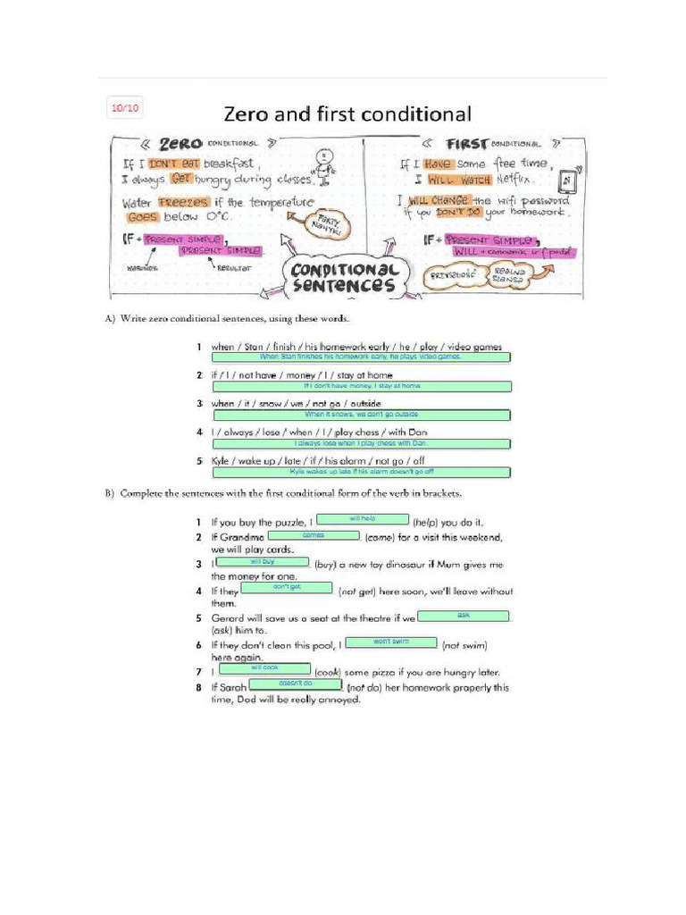 HW#2 - Zero and First Conditional - 25-02-2024 | PDF