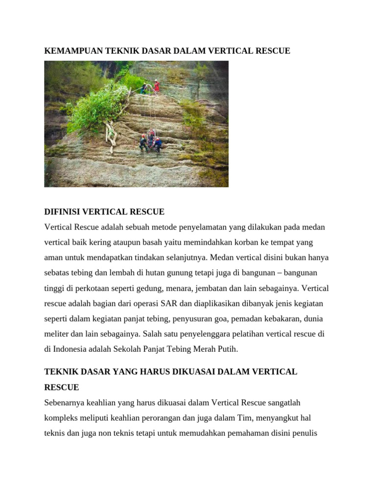 Teknik Dasar Vertical Rescue | PDF