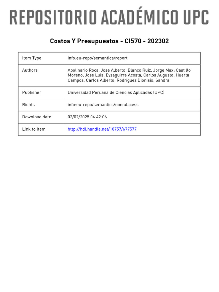 Curso de Costos y Presupuestos CI570 | PDF | Evaluación | Presupuesto