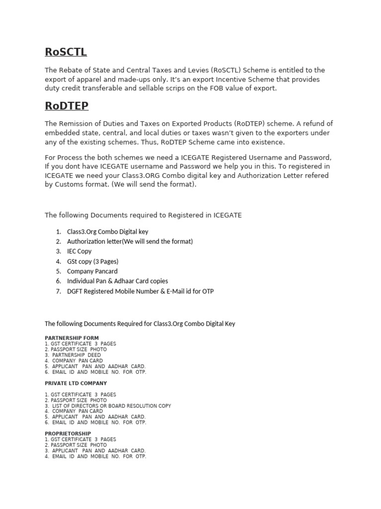 RoSCTL & RoDTEP Process | PDF
