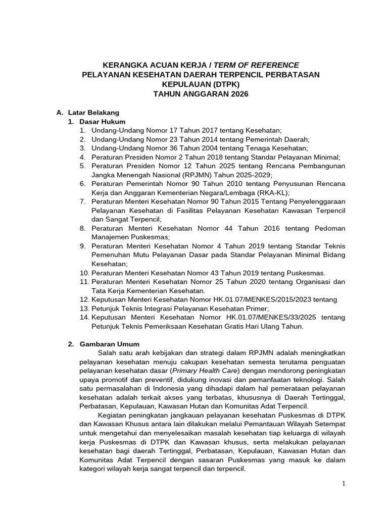 Modifikasi Pelayanan Kesehatan DTPK 2026 | PDF