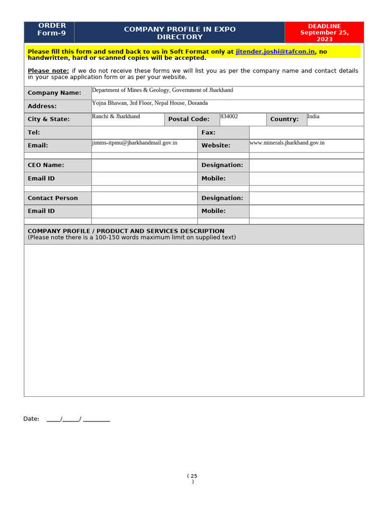 Jharkhand Mining Department Registration Form | PDF