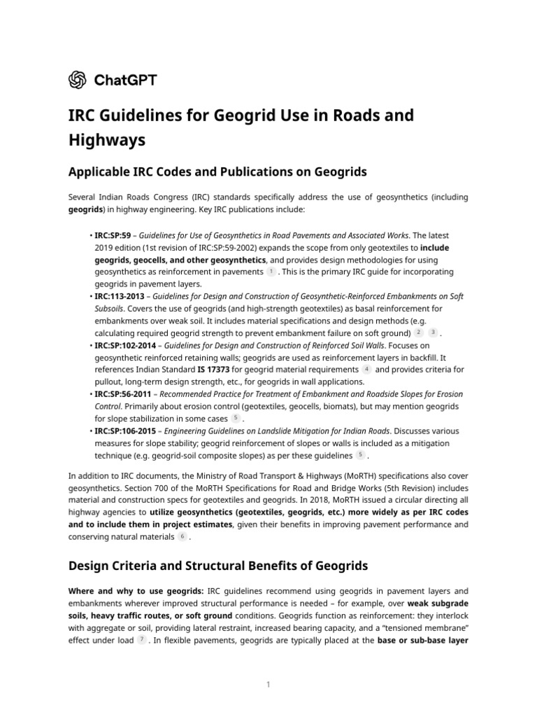 IRC Guidelines for Geogrid Applications | PDF | Road Surface | Road