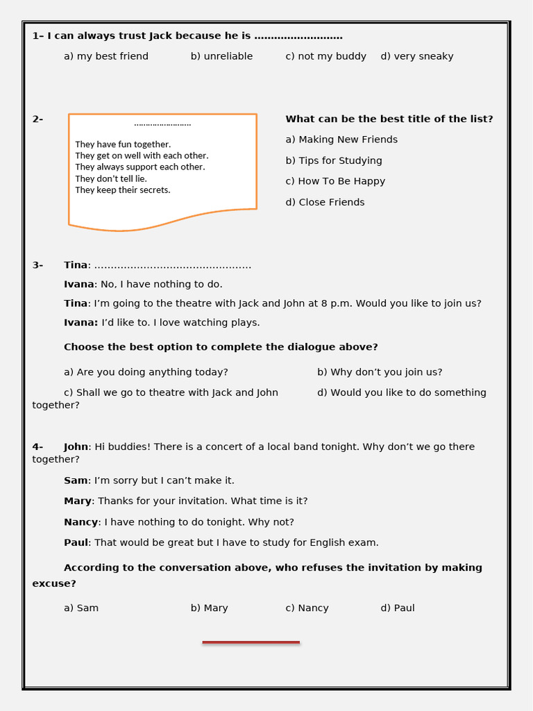 8th Grade English Dialogue Practice | PDF