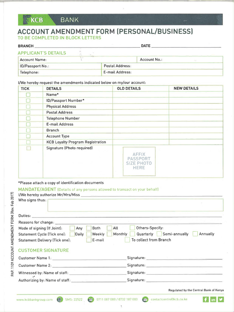 Account Amendment Form | PDF