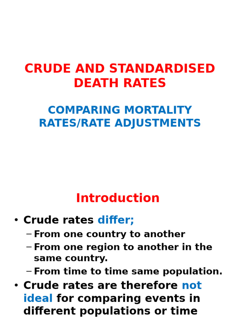 Comparing Crude and Standardized Death Rates | PDF | Mathematical And ...