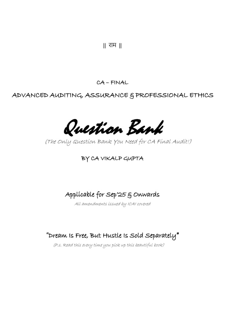 CA Final Audit Question Bank 2025 | PDF | Audit | Auditor's Report