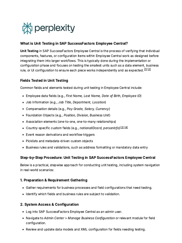 Unit Testing SAP SuccessFactors EC Guide | PDF | Unit Testing | Simulation