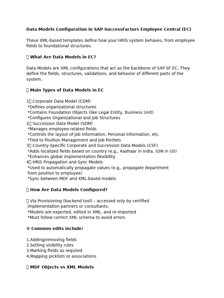 SAP SuccessFactors Data Model Guide | PDF