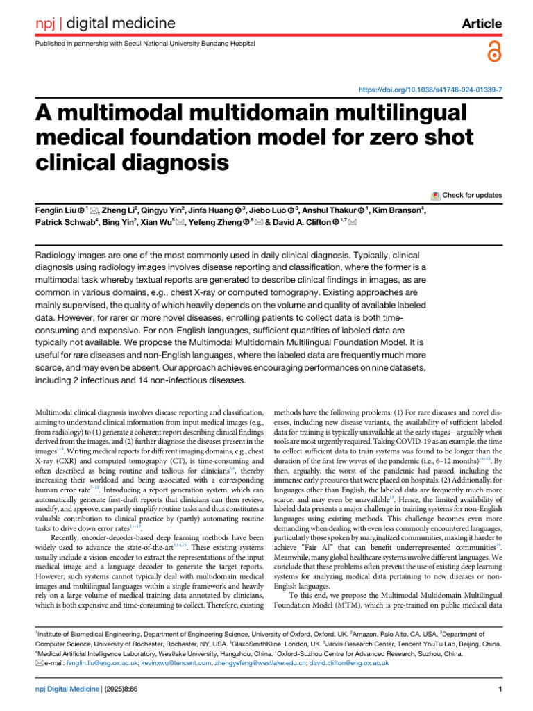 A Multimodal Multidomain Multilingual Medical Foundation Model For Zero ...
