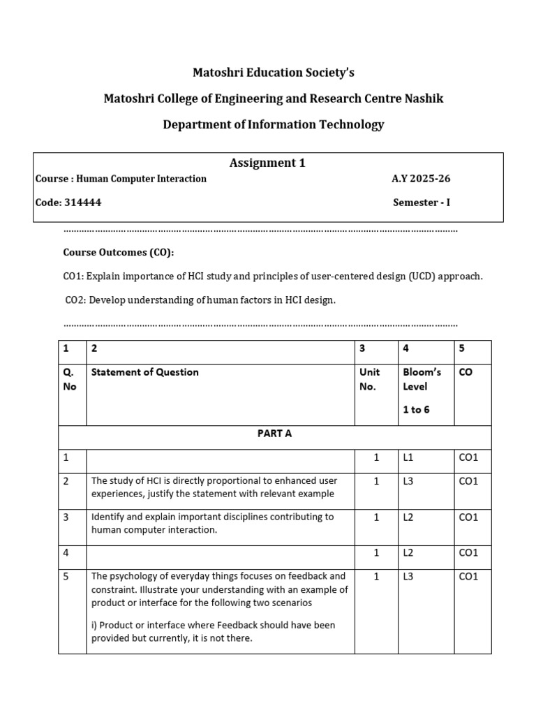 HCI Question Paper and Notes 2025-26 | PDF | Human–Computer Interaction ...