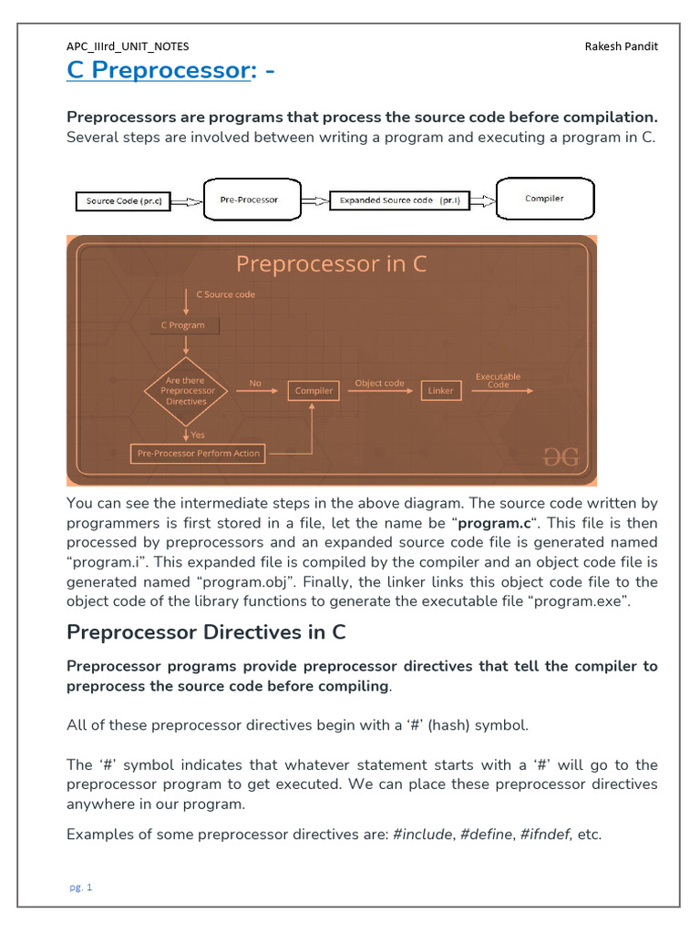 C Preprocessor Directives Explained | PDF | Pointer (Computer ...