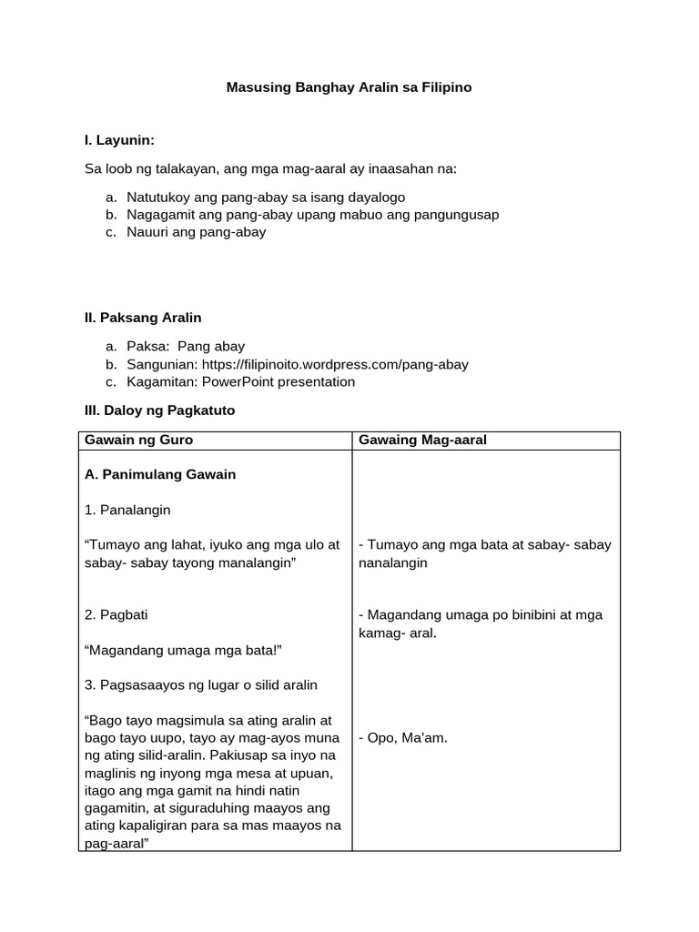 Pang-Abay (Adverb) - FIL | PDF