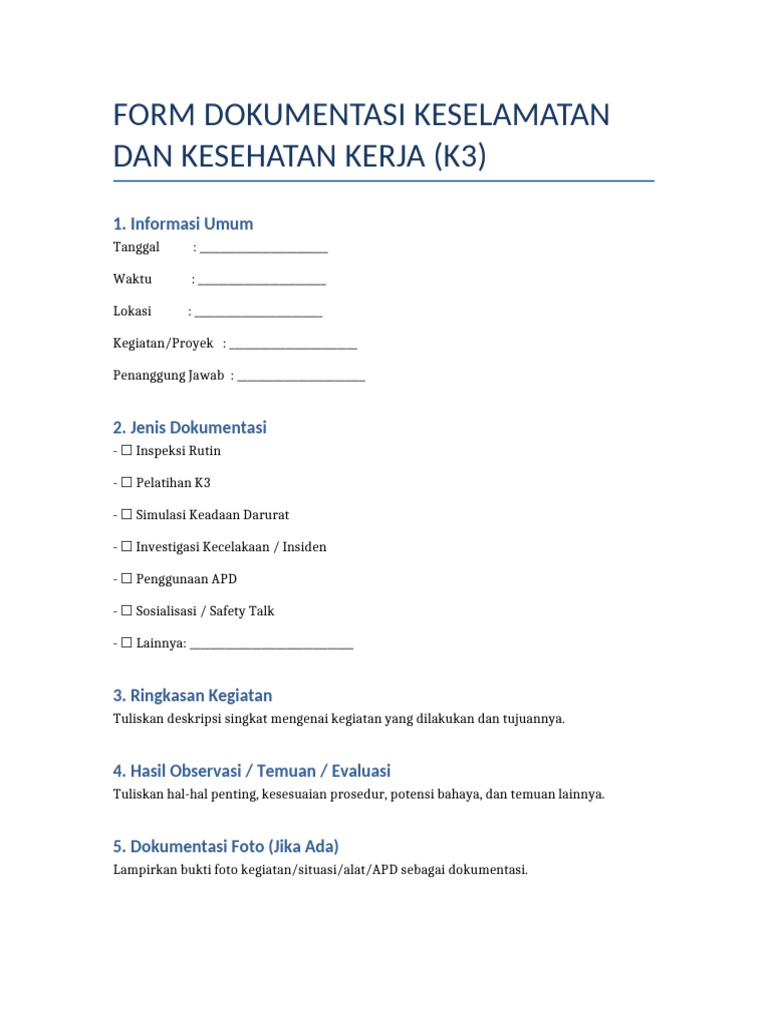 Dokumentasi K3 Kegiatan Proyek | PDF