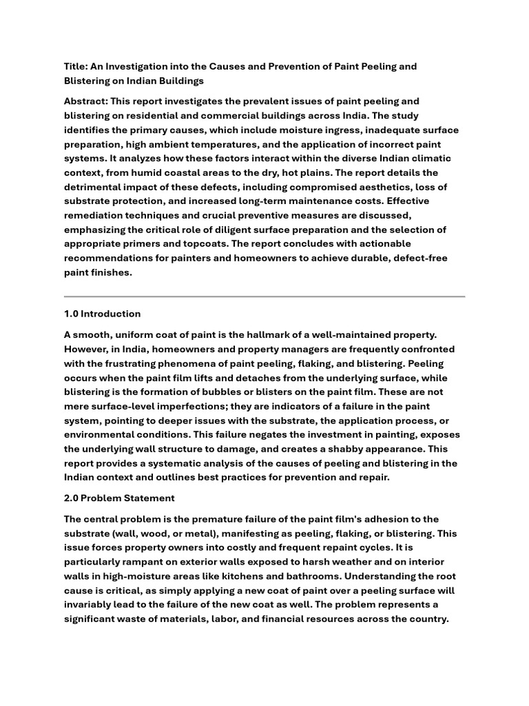 An Investigation Into The Causes and Prevention of Paint Peeling and ...