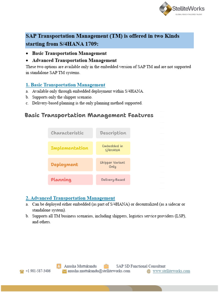 SAP Transportation Management Overview | PDF | Cargo | Invoice