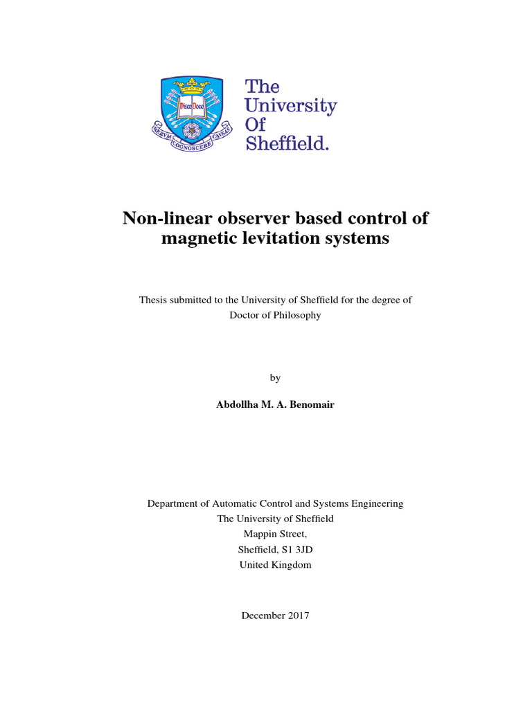 Non-Linear Observer Based Control of Magnetic Levitation Systems ...