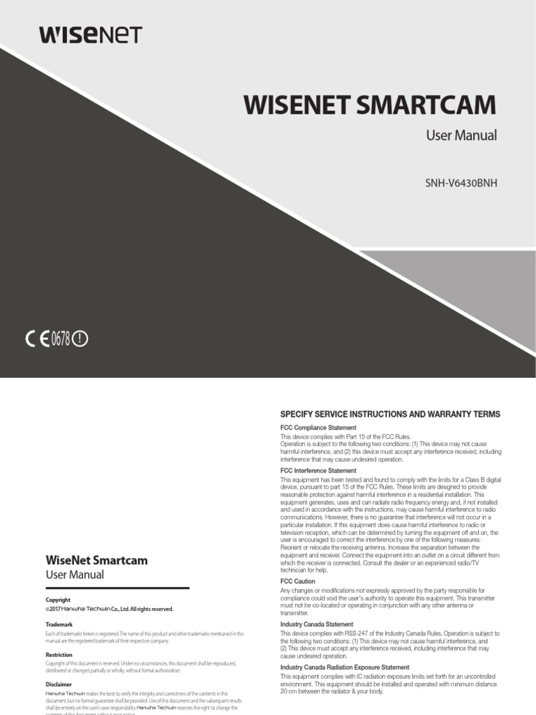 WiseNet SmartCam User Manual | PDF | Computer Network | Telecommunications