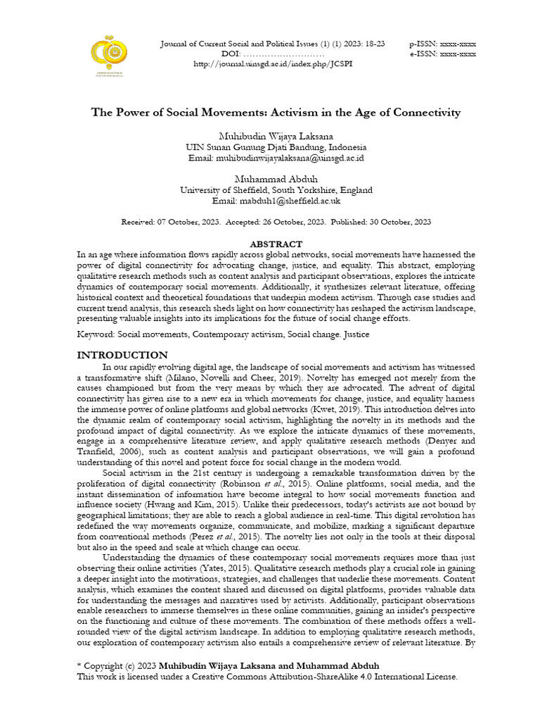 Social Movements in the Digital Age | PDF | Activism | Qualitative Research