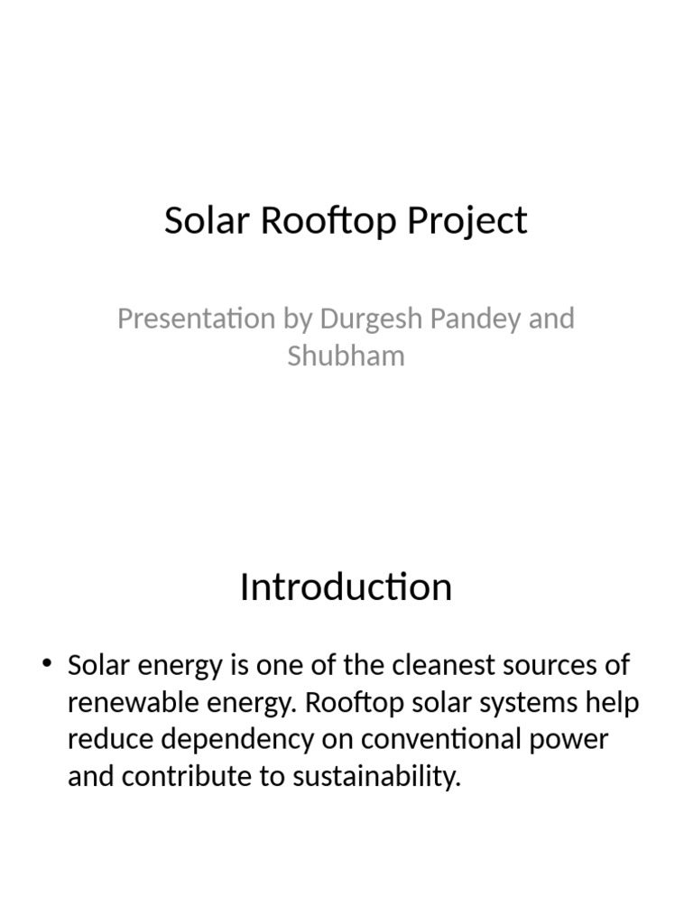 Solar Rooftop Project Overview and Benefits | PDF