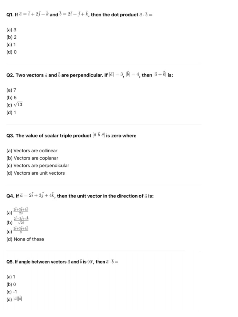 Vector Test | PDF