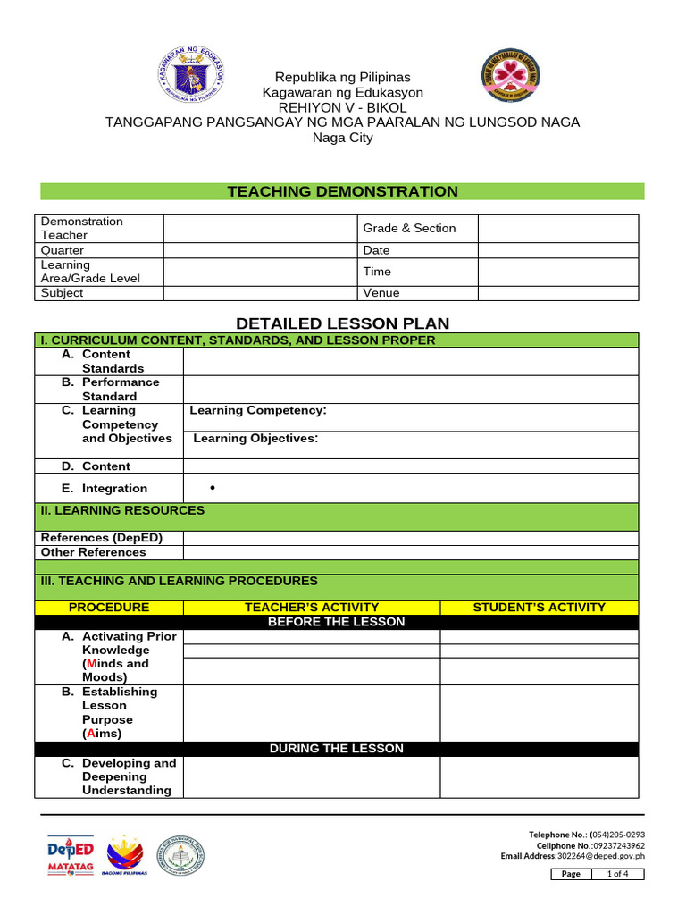 MATATAG Curriculum Lesson Plan Guide | PDF | Curriculum | Educational ...