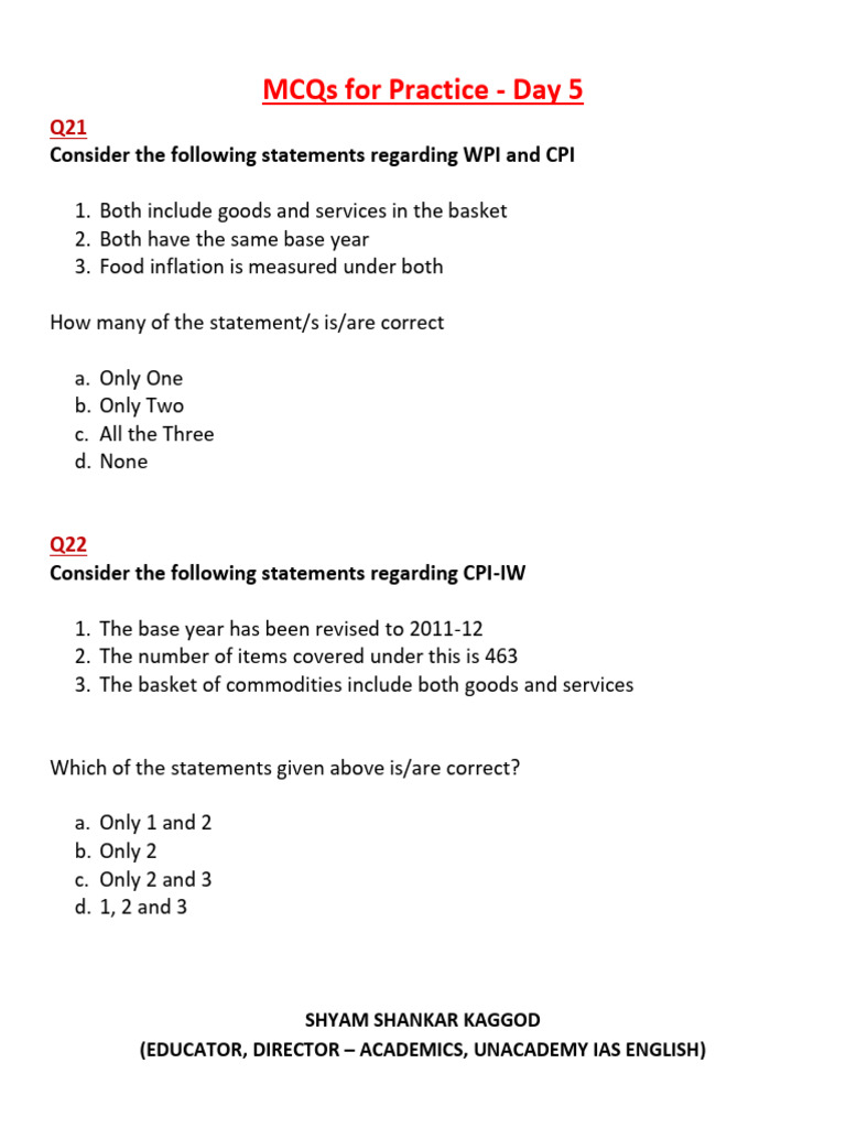 MCQs For Practice Day 5 1753595867414 | PDF