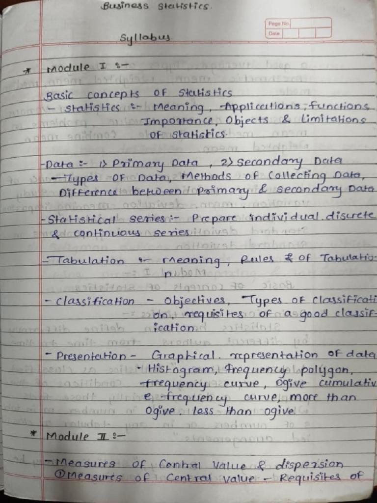 Statistics Notes Module 1 &2 | PDF
